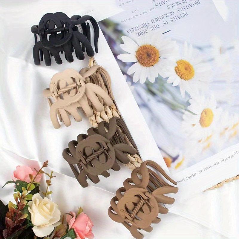 4pcs Matte Hair Claw Ponytail Holder Octopus Shape Hair Accessories