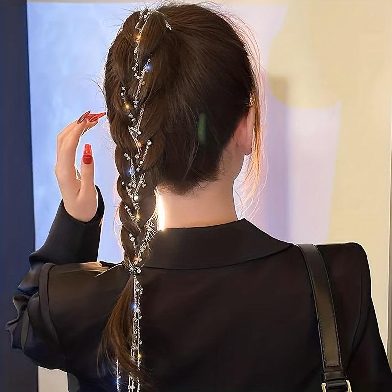 Silvery Braided Chain Tassel Ponytail Decoration Hair Accessories