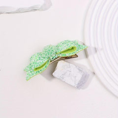 Green Hair Clip Double Layered Side Hair Bang Braids Women Girls Sweet Clip