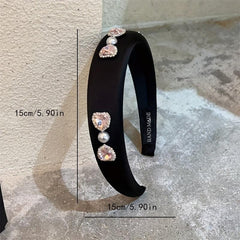 Y2K Pink Rhinestone Headband Satin Hair Band for Women Girls