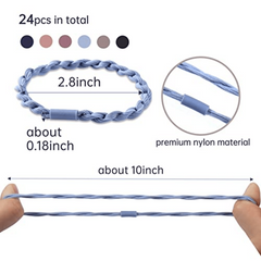 24pcs Solid Hair Elastics Stretchy Rubber Bands Bracelet Ponytail Holder