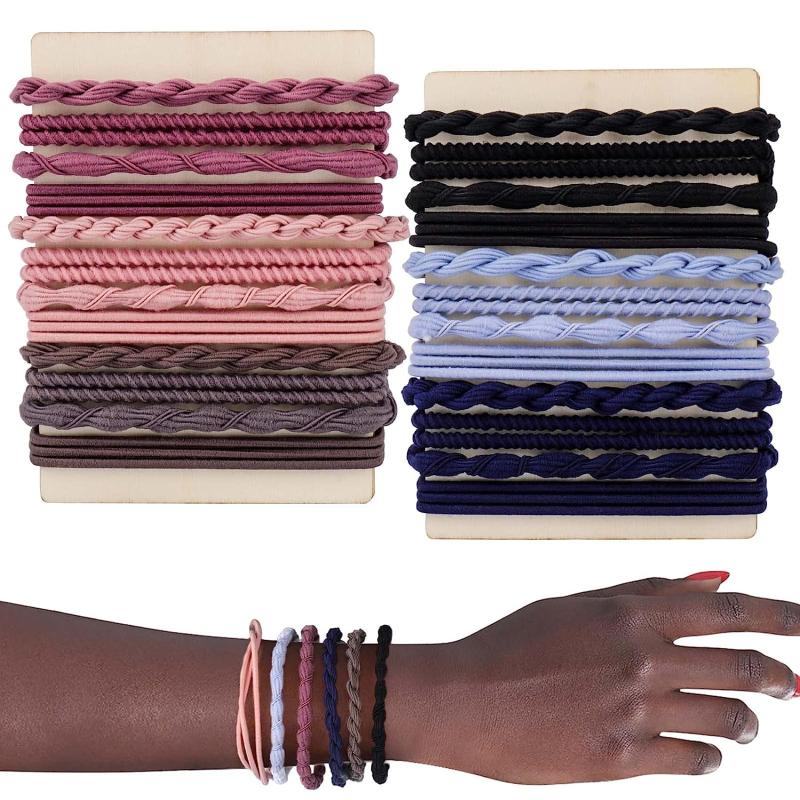 24pcs Solid Hair Elastics Stretchy Rubber Bands Bracelet Ponytail Holder