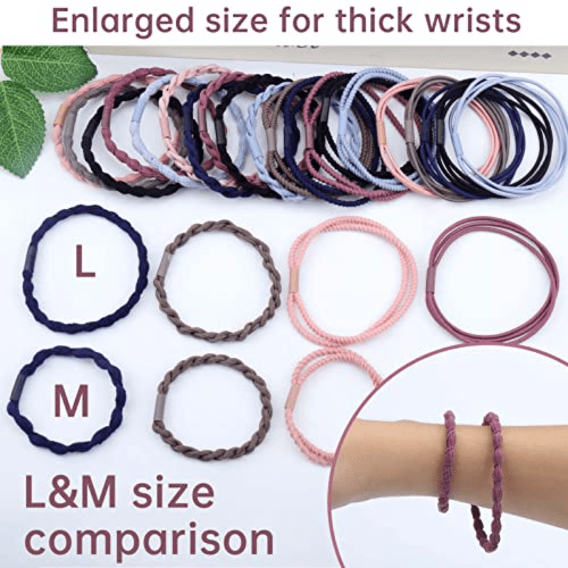 24pcs Solid Hair Elastics Stretchy Rubber Bands Bracelet Ponytail Holder