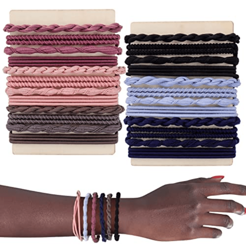 24pcs Solid Hair Elastics Stretchy Rubber Bands Bracelet Ponytail Holder