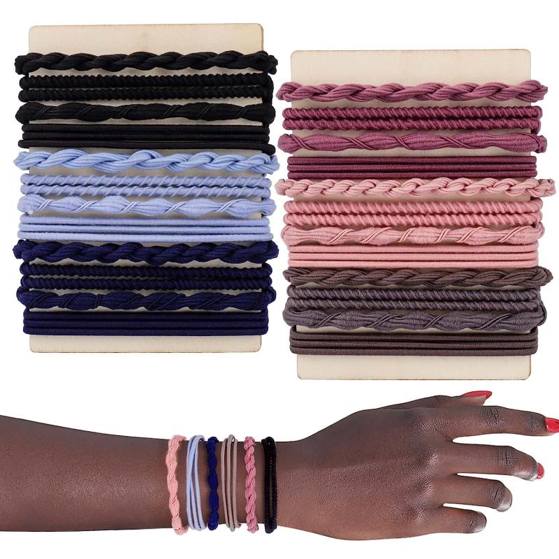 24pcs Solid Hair Elastics Stretchy Rubber Bands Bracelet Ponytail Holder
