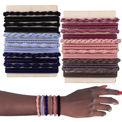 24pcs Solid Hair Elastics Stretchy Rubber Bands Bracelet Ponytail Holder