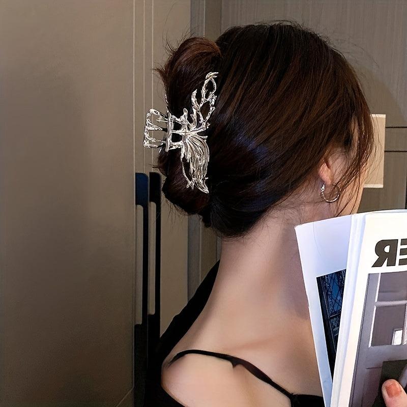 Liquid Metal Shape Hair Claw Modern Style Shark Claw Large Hair Clip