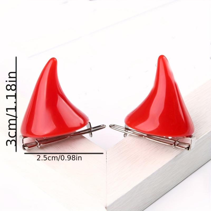 Resin Devil Horn Shaped Hair Clip for Halloween Party