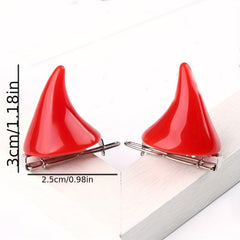 Resin Devil Horn Shaped Hair Clip for Halloween Party
