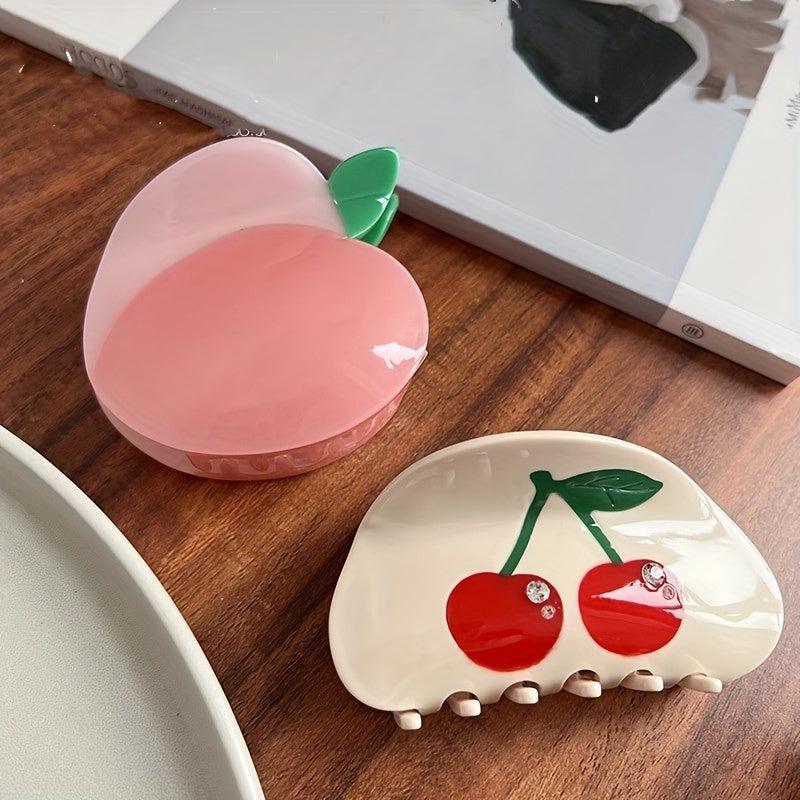 Fruit Series Hair Claw Peach Cherry Pattern Hair Accessory