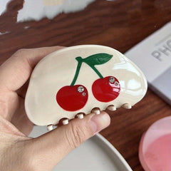 Fruit Series Hair Claw Peach Cherry Pattern Hair Accessory