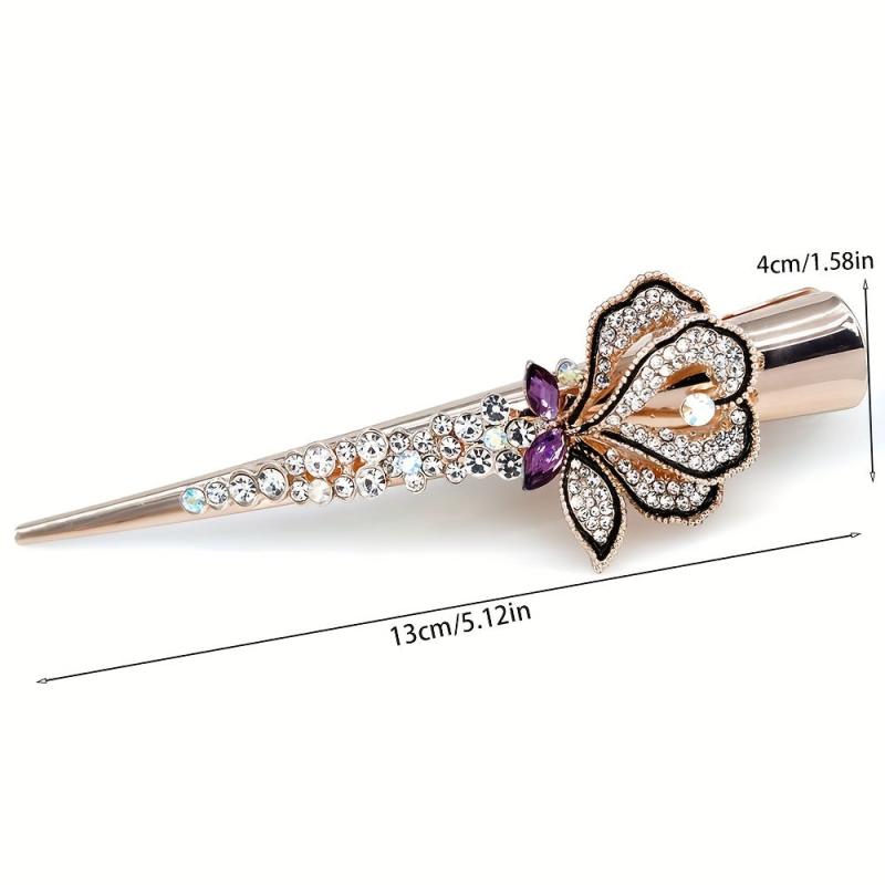 Vintage Rhinestone Flower Hair Clip for Women Girls
