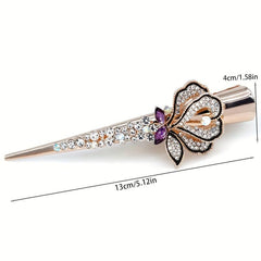 Vintage Rhinestone Flower Hair Clip for Women Girls