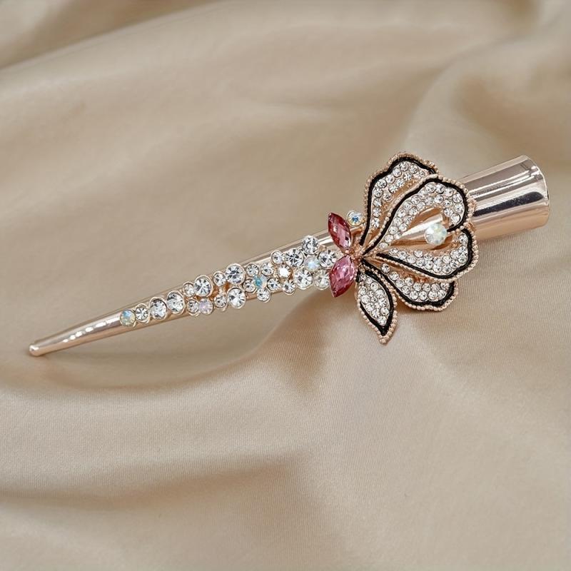 Vintage Rhinestone Flower Hair Clip for Women Girls