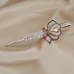 Vintage Rhinestone Flower Hair Clip for Women Girls