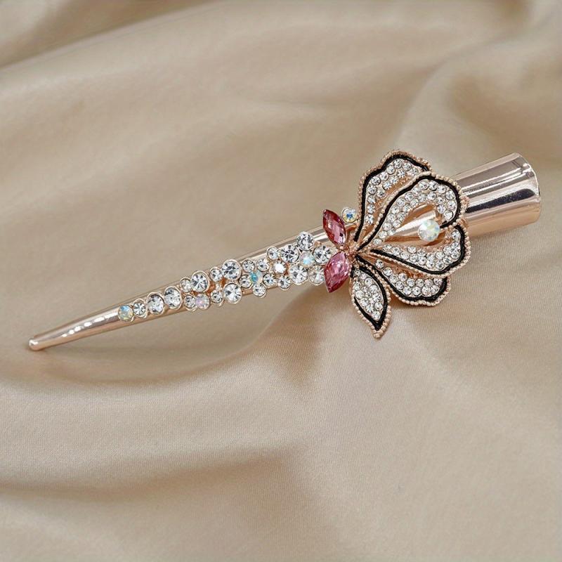 Vintage Rhinestone Flower Hair Clip for Women Girls