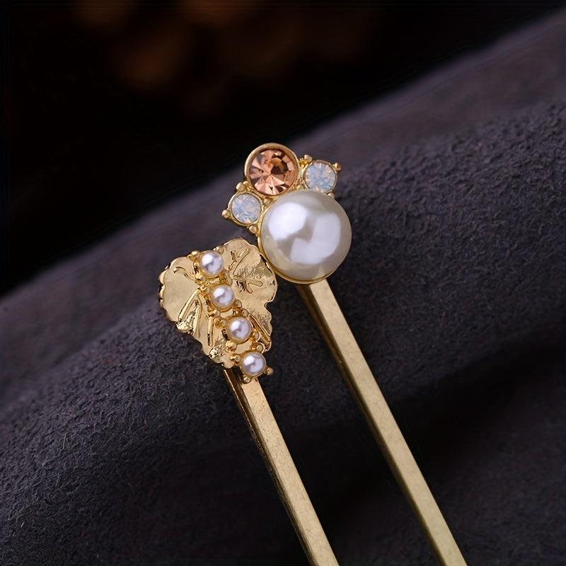 6pcs Faux Pearl Hairpin Enamel Hair Clip Women