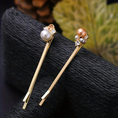 6pcs Faux Pearl Hairpin Enamel Hair Clip Women