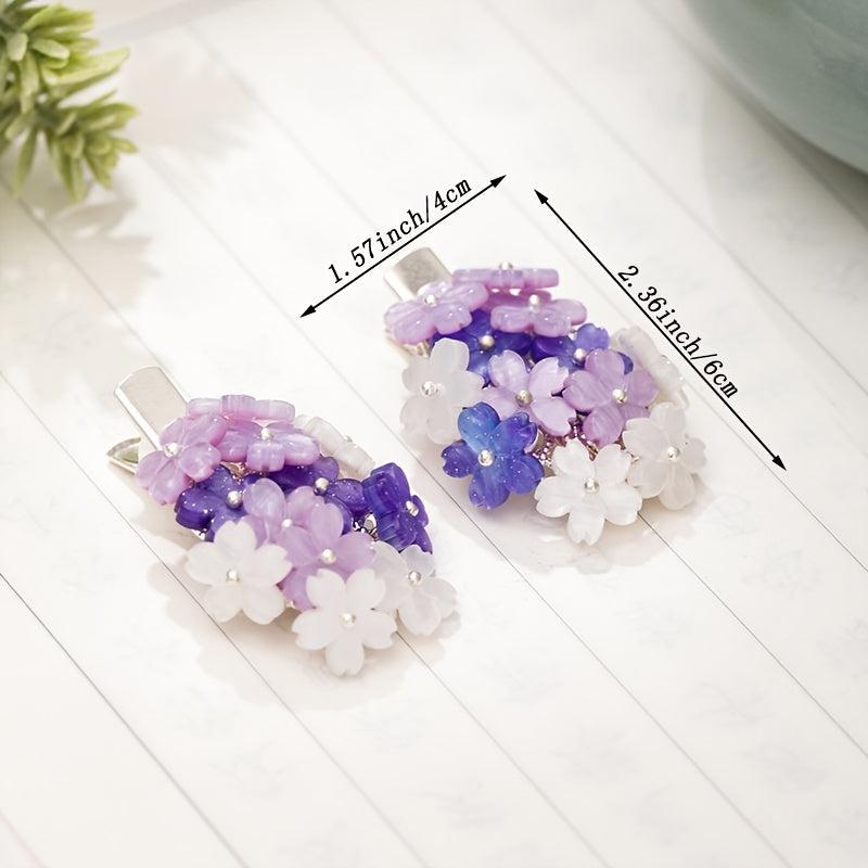 Hanfu Hairpin Purple Flower Metal Hairclip Vintage Chinese Style