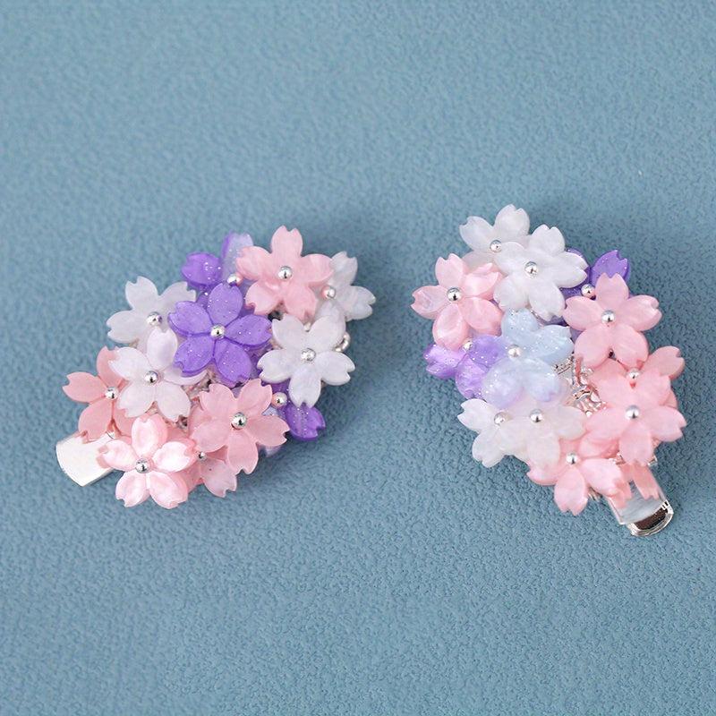 Hanfu Hairpin Purple Flower Metal Hairclip Vintage Chinese Style