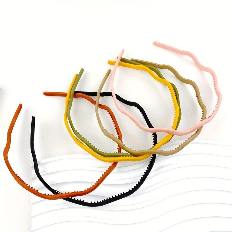 6pcs Solid Headband Wavy Head Hoop Hair Accessories For Girls Women