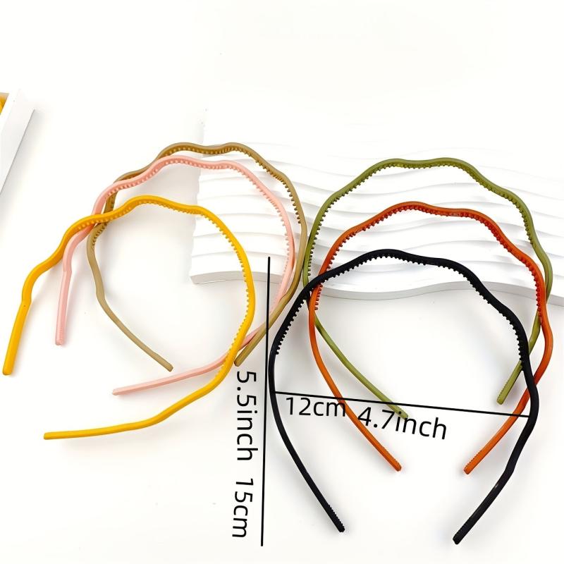 6pcs Solid Headband Wavy Head Hoop Hair Accessories For Girls Women