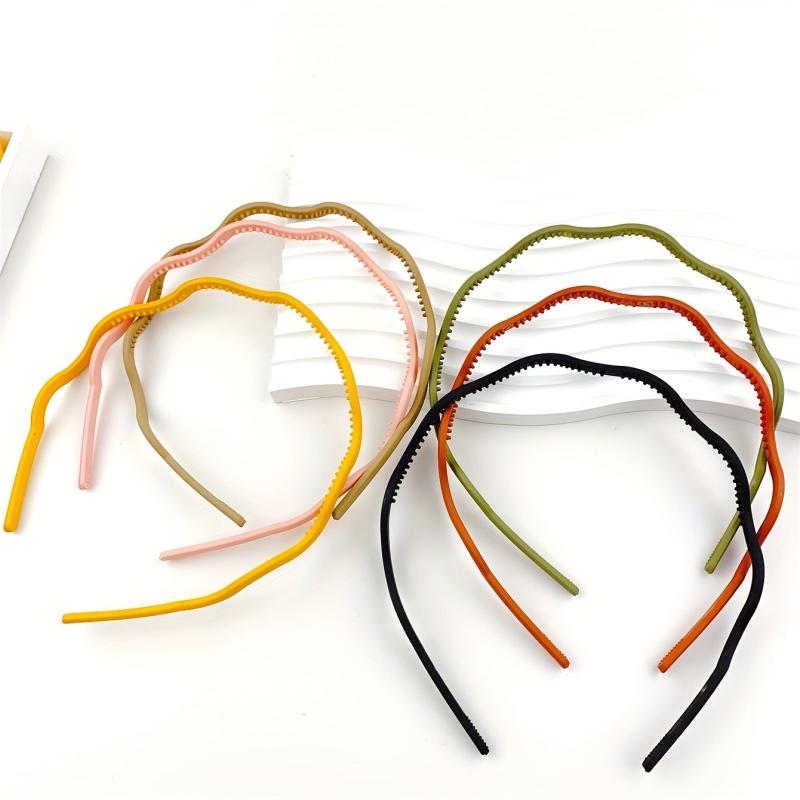 6pcs Solid Headband Wavy Head Hoop Hair Accessories For Girls Women