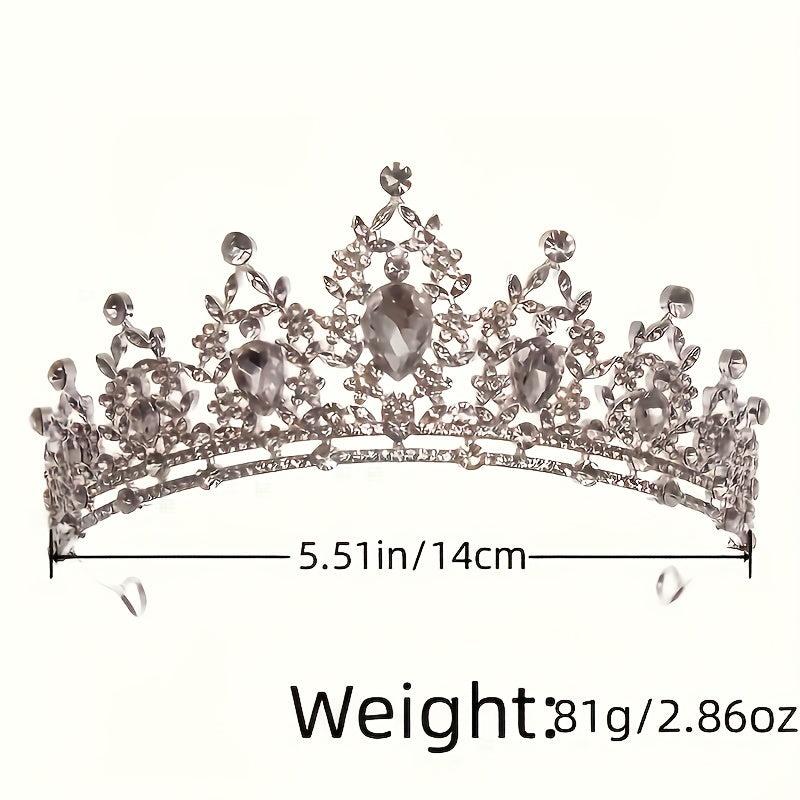 Baroque Style Crystal Crown Rhinestone Necklace Earrings Set