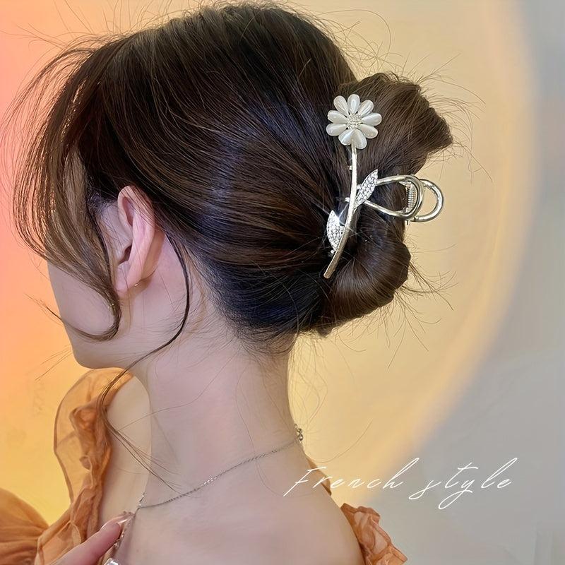 Daisy Flower Rhinestone Hair Claw Large Shark Claw Head Jewelry
