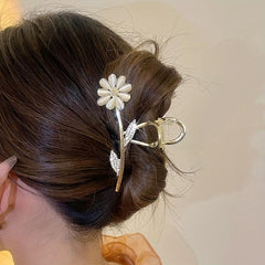 Daisy Flower Rhinestone Hair Claw Large Shark Claw Head Jewelry