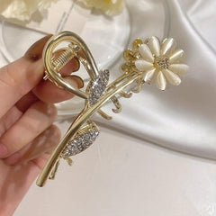 Daisy Flower Rhinestone Hair Claw Large Shark Claw Head Jewelry