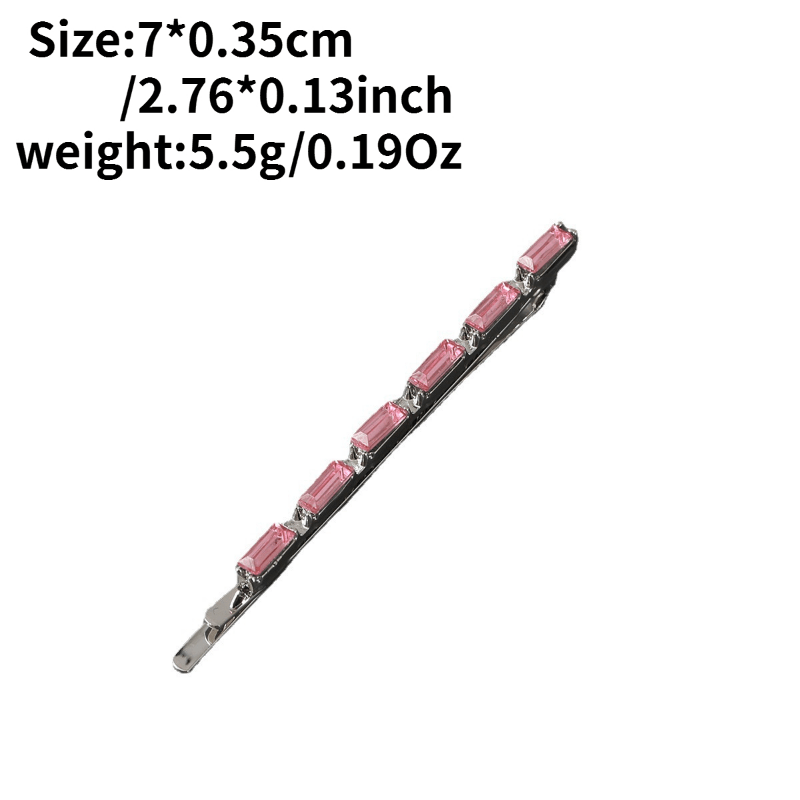 Pink Rhinestone Hairpin Sweet Hair Clip for Bangs Braids Girls