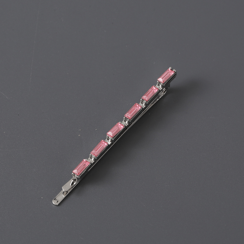 Pink Rhinestone Hairpin Sweet Hair Clip for Bangs Braids Girls