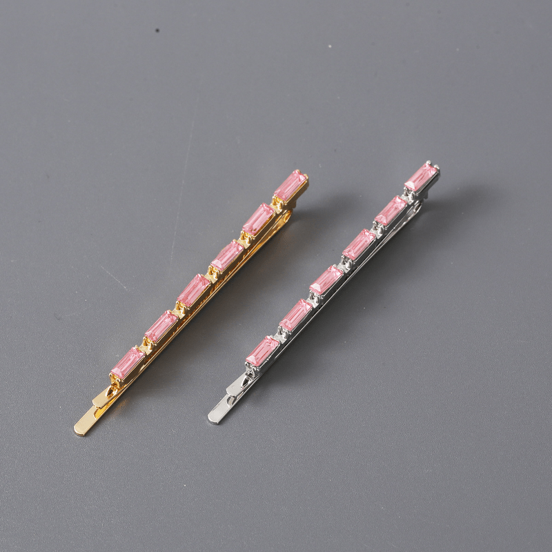 Pink Rhinestone Hairpin Sweet Hair Clip for Bangs Braids Girls