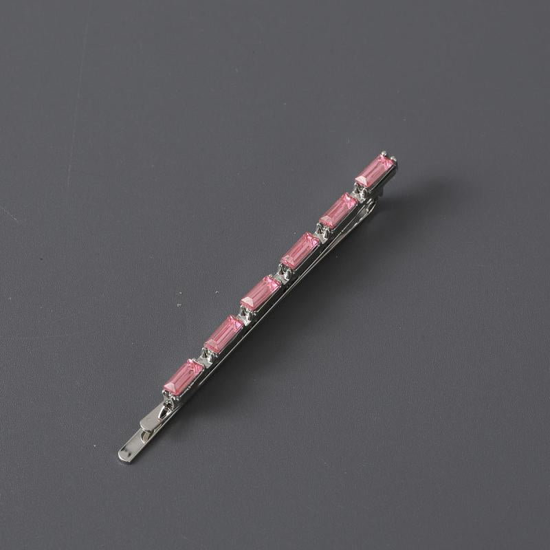 Pink Rhinestone Hairpin Sweet Hair Clip for Bangs Braids Girls