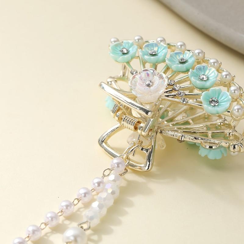 Butterfly Fan Tassel Hair Claw Clip Vintage Style Strong Grip Hair Jaw Clip