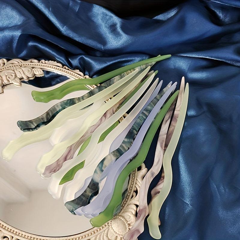 Acetate Wavy Hair Stick Ponytail Holder Hair Accessories