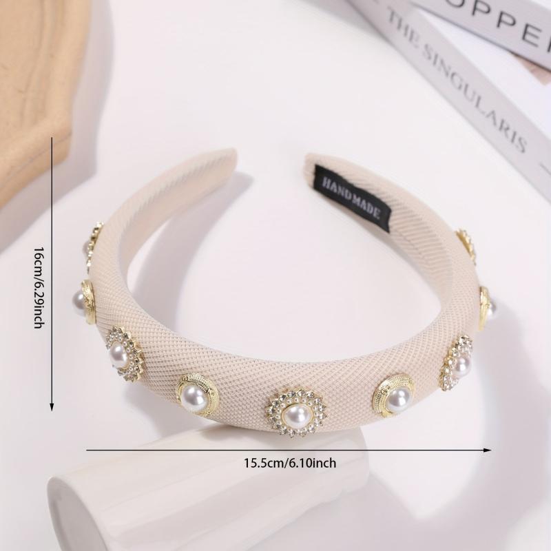 Faux Pearl Headband Padded Headdress Hair Band Women Girls