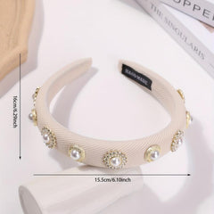 Faux Pearl Headband Padded Headdress Hair Band Women Girls
