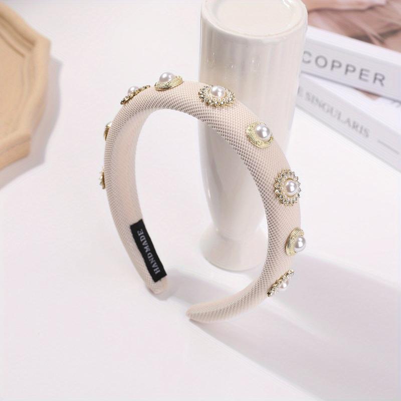 Faux Pearl Headband Padded Headdress Hair Band Women Girls