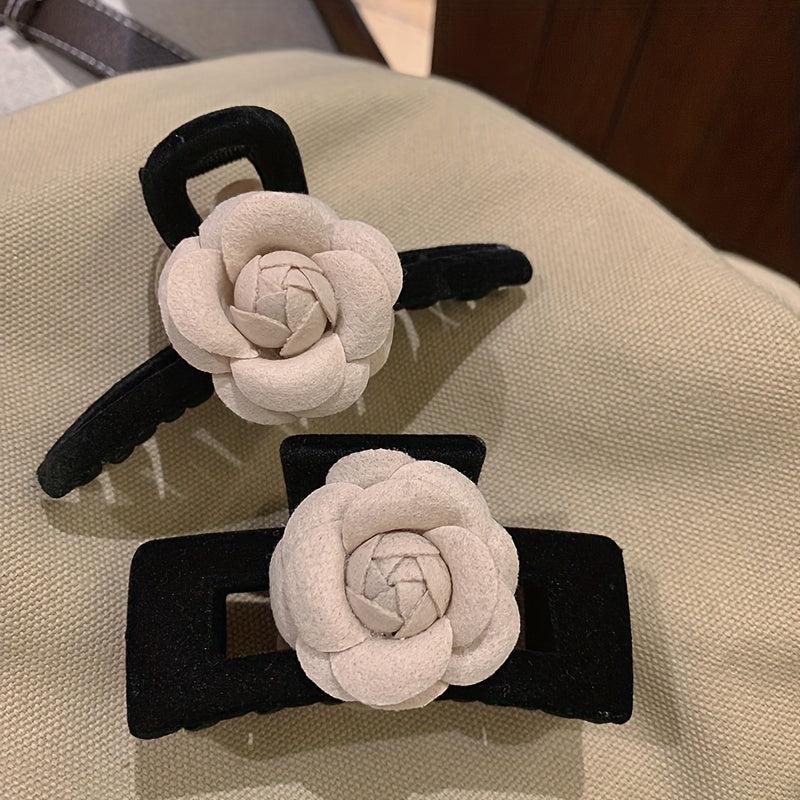 2pcs Camellia Hair Clip Retro Small Hair Clip