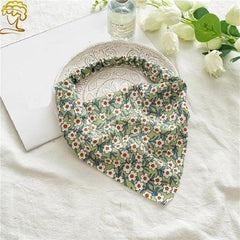 Floral Print Triangle Head Scarf Wrap Elastic Headband Girl's Hair Hairband