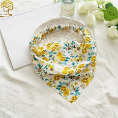 Floral Print Triangle Head Scarf Wrap Elastic Headband Girl's Hair Hairband
