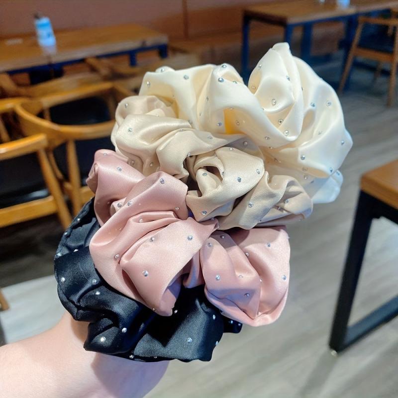 Rhinestone Inlaid Scrunchie Ponytail Hair Tie
