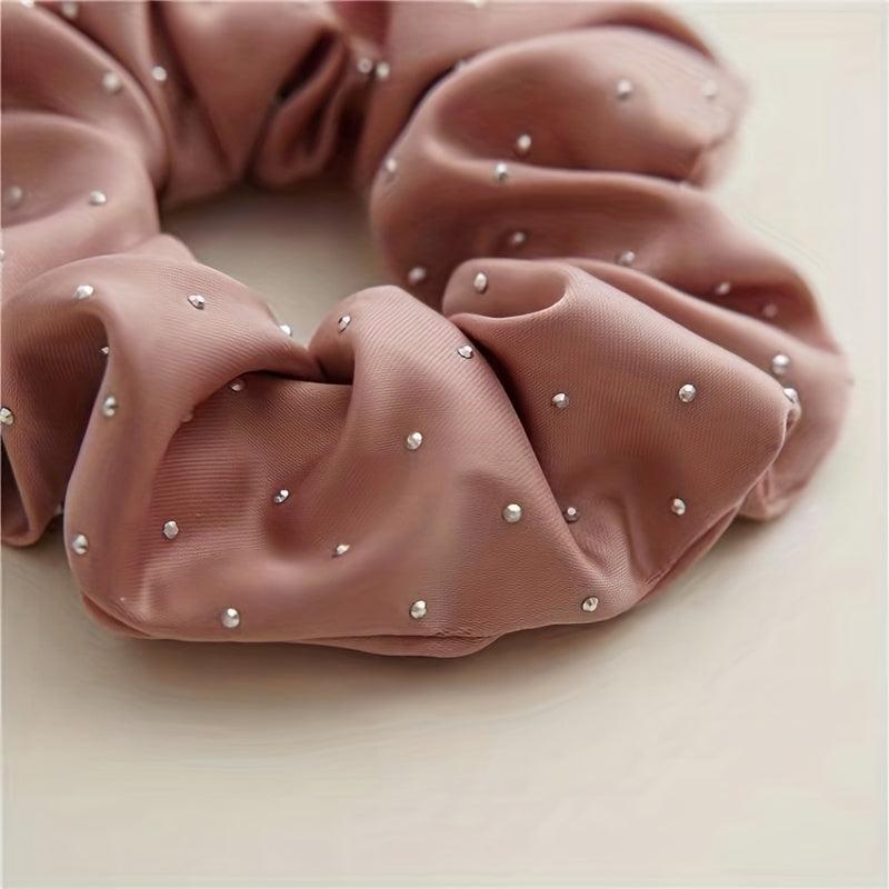 Rhinestone Inlaid Scrunchie Ponytail Hair Tie
