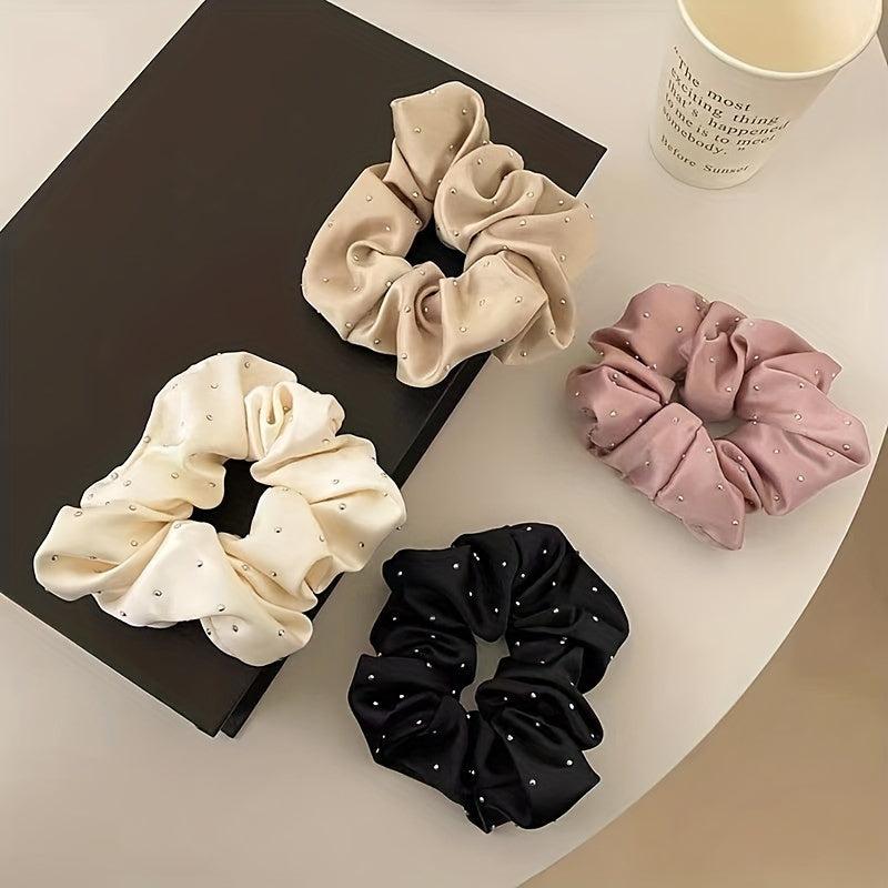 Rhinestone Inlaid Scrunchie Ponytail Hair Tie