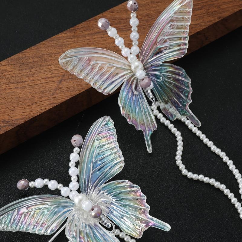 Rhinestone Butterfly Hair Clip Earrings
