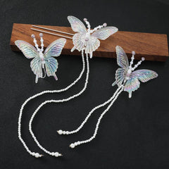 Rhinestone Butterfly Hair Clip Earrings