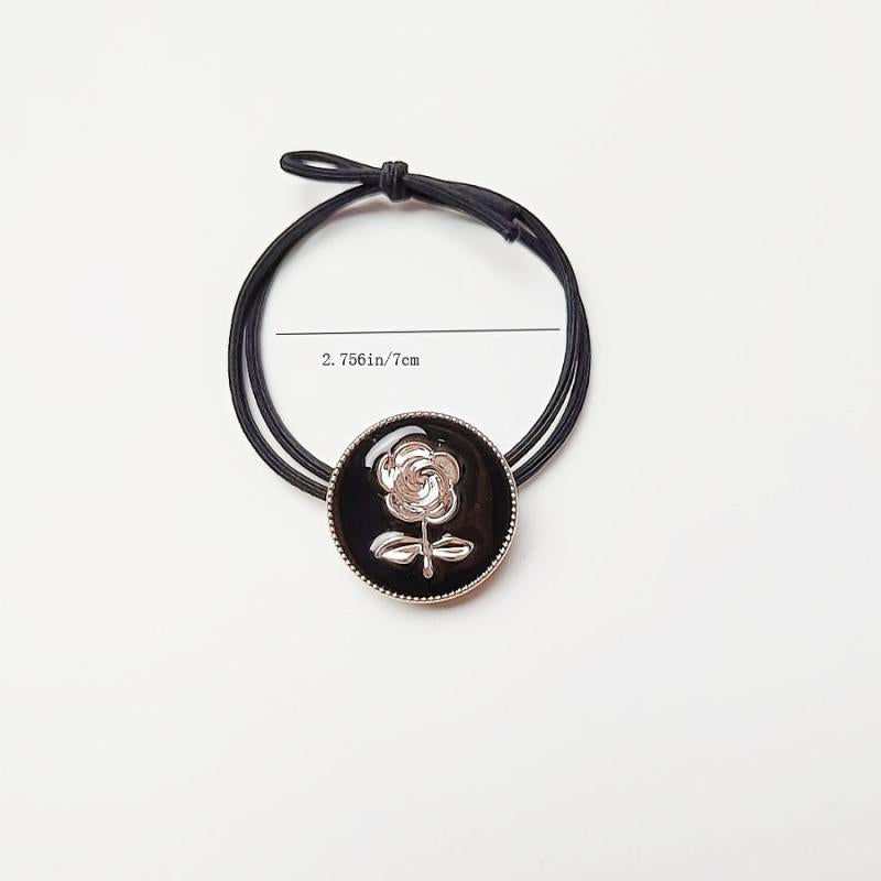 Metal Flower Head Tie High Elasticity Rubber Band Hair Tie