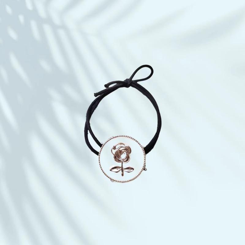 Metal Flower Head Tie High Elasticity Rubber Band Hair Tie